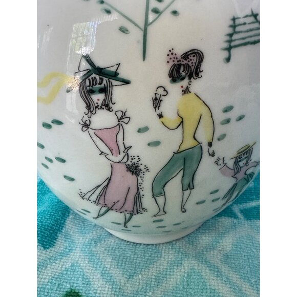 Vintage MCM Rosenthal  Bele Bachem Vase Girls At Park - Picture 8 of 9